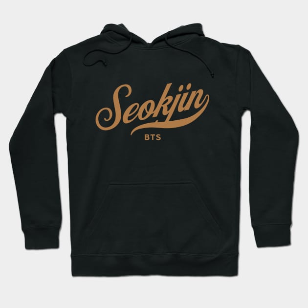 BTS Kim Seokjin Jin name typography baseball sport sporty Hoodie by Oricca